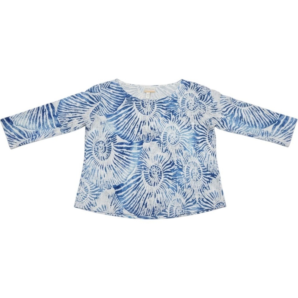 Alfred Dunner Blouse Womens Plus 3X Blue Boat Neck Long Sleeve Nautical Top